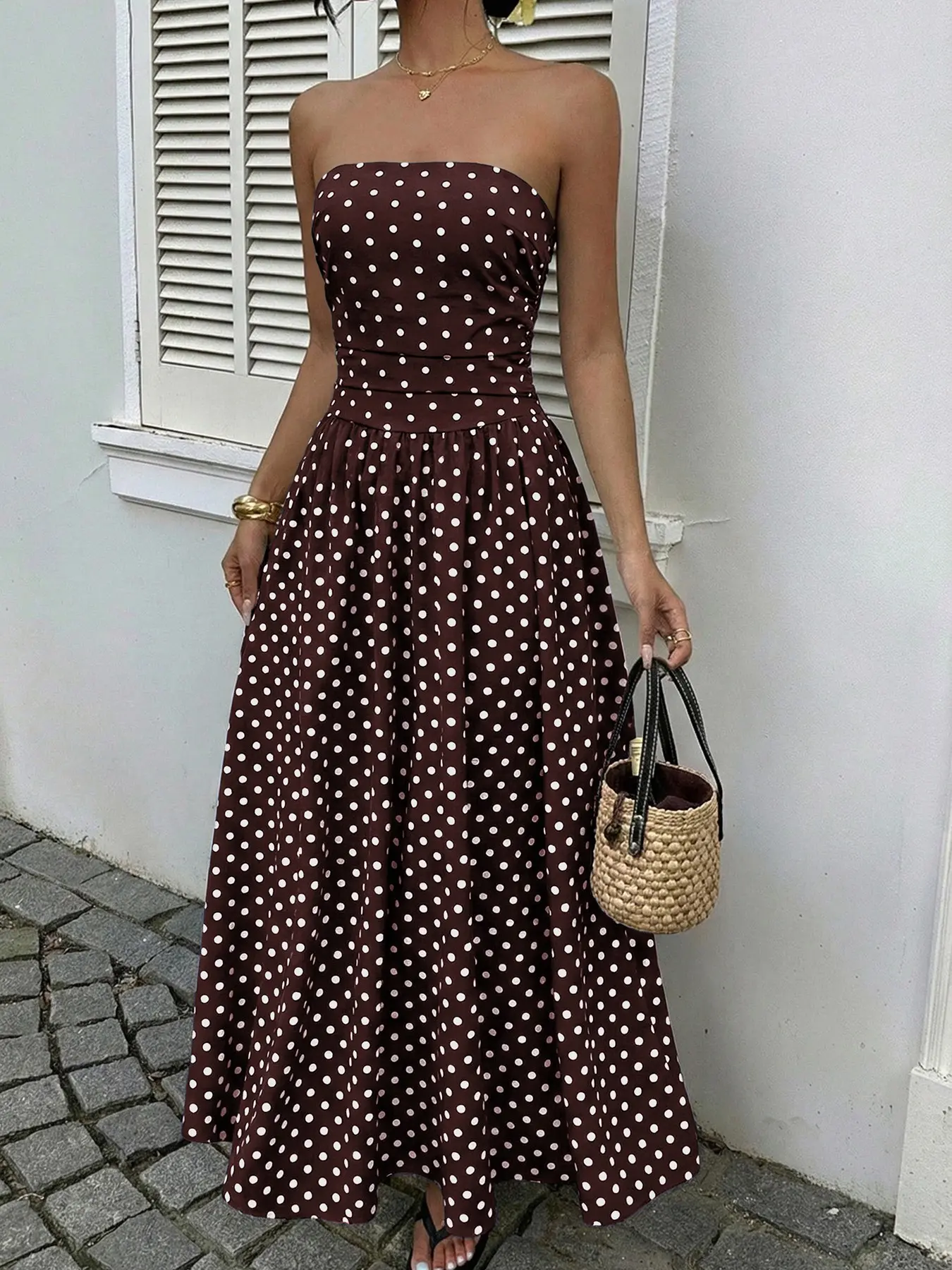 Elegant Vintage Long Dress Sleeveless Halter Polka Dot Dress, Women's Retro Style, Boho, Perfect for Parties and Special Occasions - TikTok Shop Elegant Vintage Long Dress Sleeveless Halter Polka Dot Dress, Women's Retro Style, Boho, Perfect for Parties and Special Occasions - TikTok Shop