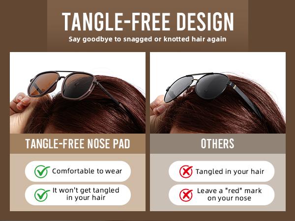 KIMORN Female Active Women's Polarized Aviator Sunglasses - Hair-Safe Tangle-Free Full Rim Metal Frame, UV400 Protection, Outdoor Sports Driving Accessories for Women