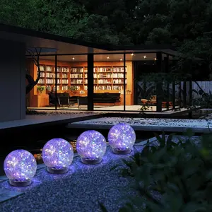 ELARIONITH 2-Pack Cracked Glass Solar Globe Lights - Waterproof Solar Outdoor Lights, Orbs for Lawn Patio Home Decorations | TikTok Shop Spring Glow Up, Summer Vibes