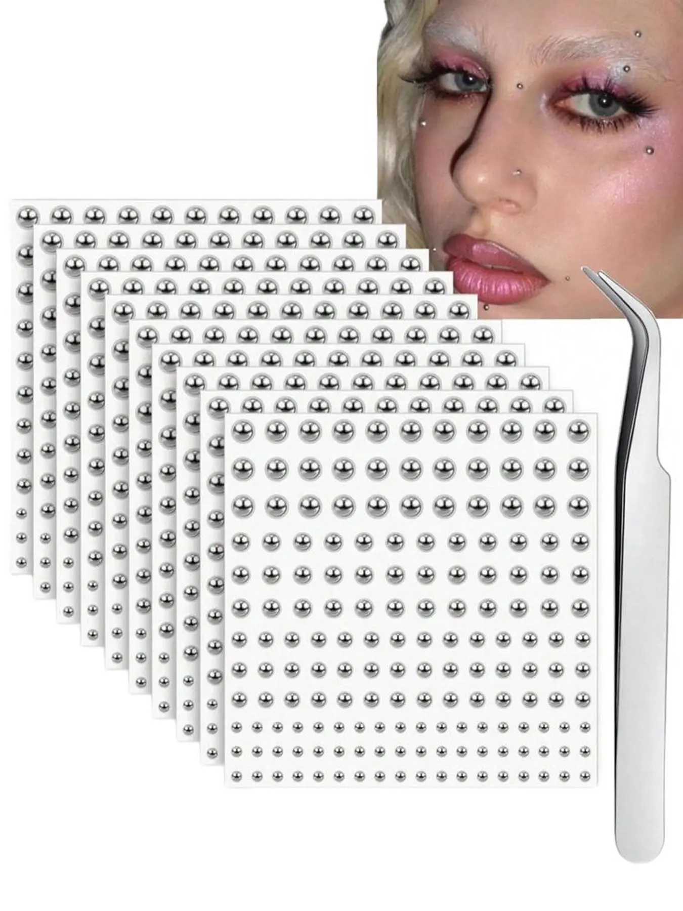Fake Piercing Balls Fake Medusa Piercing Fake Lip Labret Eyebrow Dermal Piercing Face Jewelry, Body Jewellery, Fake Nose Stud, Nose Piercing Hoop, Fake Piercing Sticker for gothic, Music Festivals & Raves