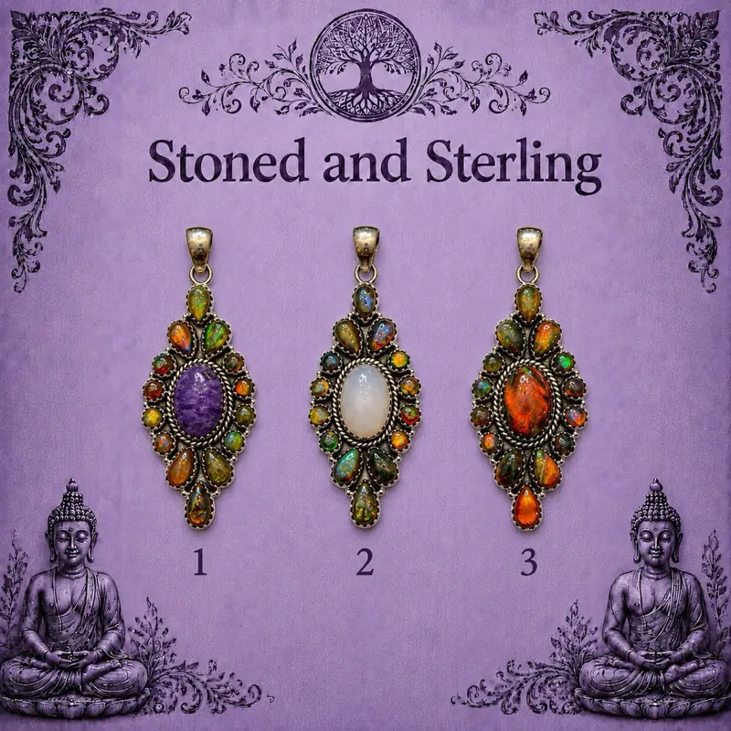 Aurora Opal Cluster and Sterling Silver Gemstone Pendant
