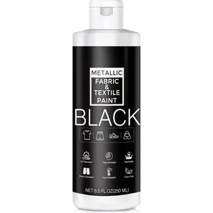 Black Fabric  - 250ml Textile  Permanent for Textile and Leather Clothes, Fabric Coat  for DIY Fabric Dye Projects, Washable Clothing Paints for T-shirts, Jeans, Canvas Shoes, Sofa