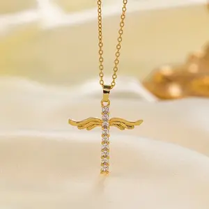 Vintage Angel Wings Cross necklace