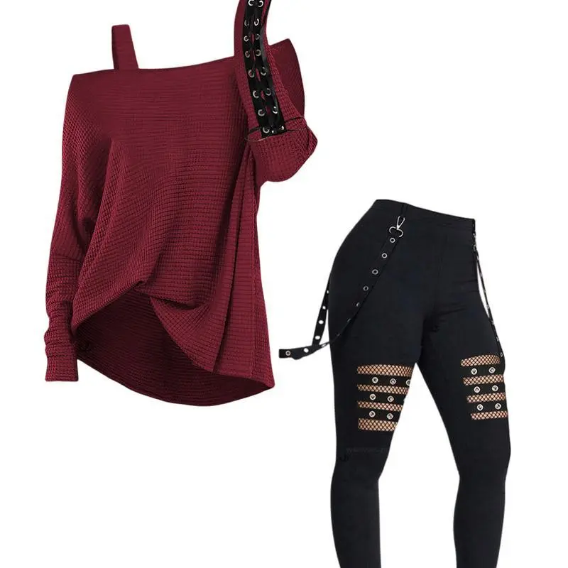 set (red top + pants)