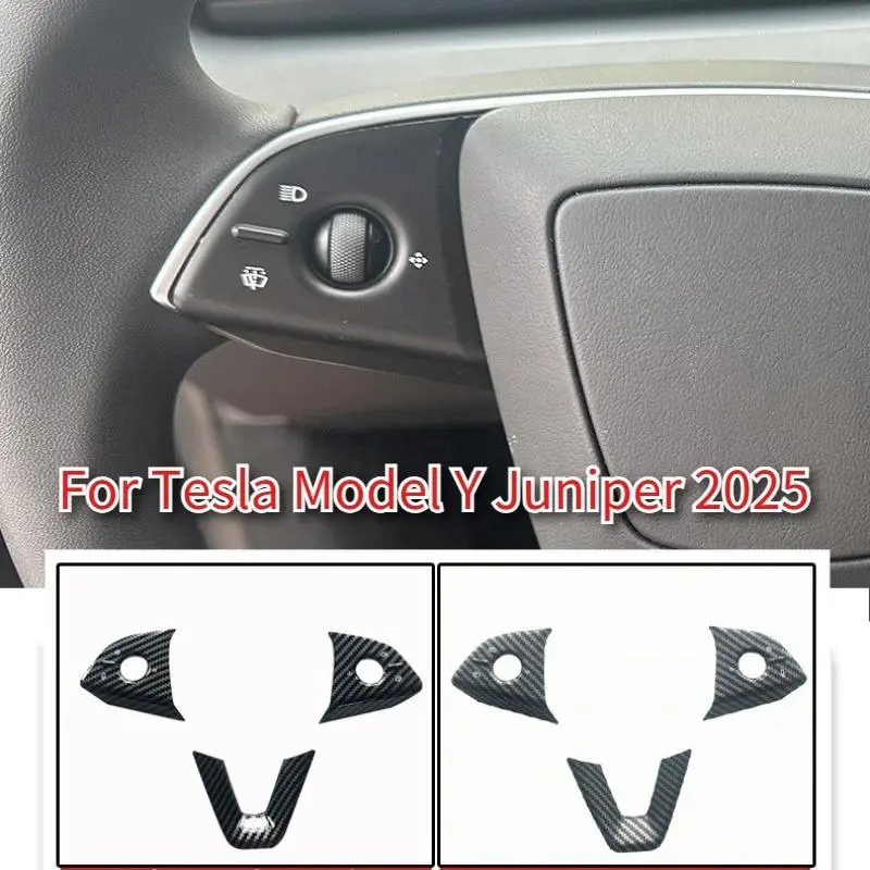 Decorative Sticker for Tesla Model 3 Model Y Juniper 2025 Steering Wheel Button Protective Cover Interior Trim Car Accessories