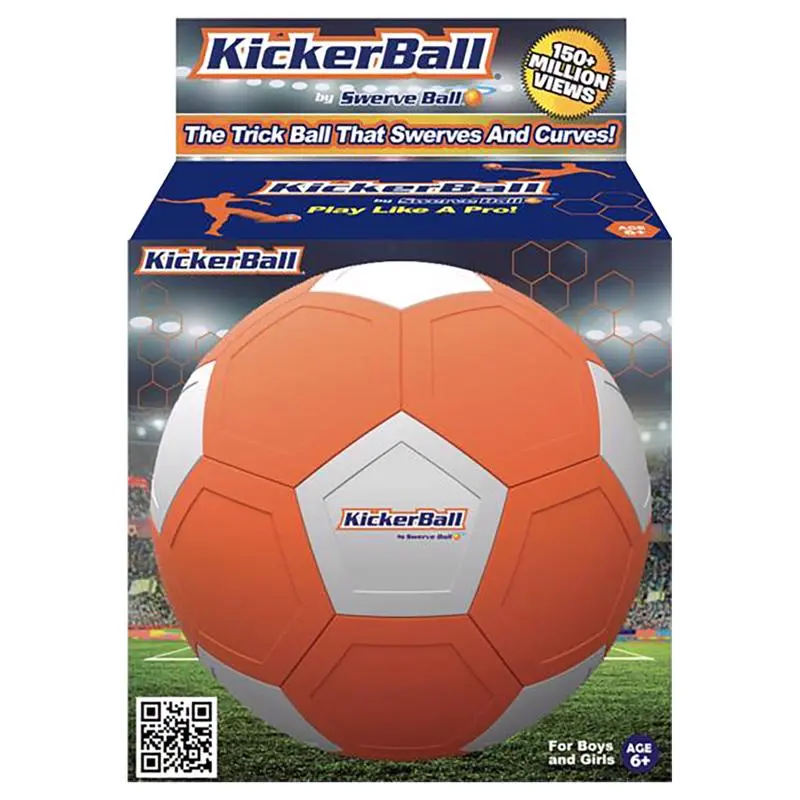 Swerve KickerBall Soccer Ball - Orange Youth Futsal Balls with Patented Panels That Bends and Swerves Easily, Size 5, 0.76 lbs, Amazing Gift for Sports Fan for Children