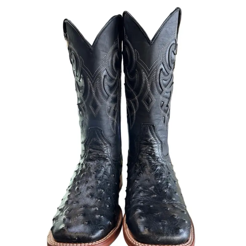 Black Men's Boots with Intricate Embroidery and Comfortable Sole Footwear