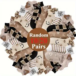 10/20 Pairs Women's Winter Warm Socks Soft Comfortable Trendy Flower Pattern All Seasons Casual Socks
