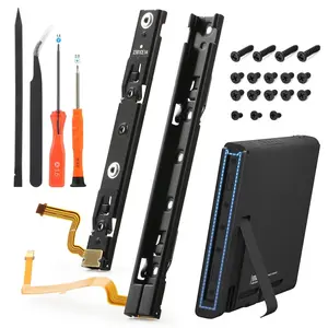 Left and Right Slide Rail for   Console Slide Rail Bar Replacement with Flex  for NS   Console Rebuild Track Accessories Repair Parts(with Console Screws)