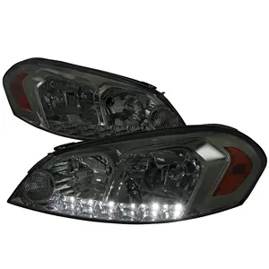 2006-2013 Chevrolet Impala / 2014-2015 Impala Limited / 2006-2007 Monte Carlo Factory Style Crystal Headlights w/ SMD LED Light Strip (Chrome Housing/Smoked Lens)