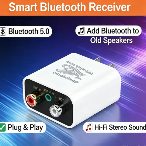 WhaleLeap Bluetooth 5.3 Receiver - Plug-and-Play Wireless Adapter for Old Audio Amplifiers, Modern Solution with Stable Connection, Hi-Fi Stereo Conversion Module for Audio Enthusiasts’ Seamless Streaming
