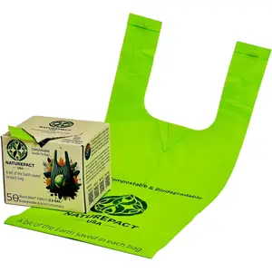 Extra Thick 1 MIL Compostable Trash Bags with Handles, 2.6 Gallon - Heavy Duty, Ultra Durable, Leak Proof, Kitchen Compost Bin Compatible, 50 Count, Handle-Tie