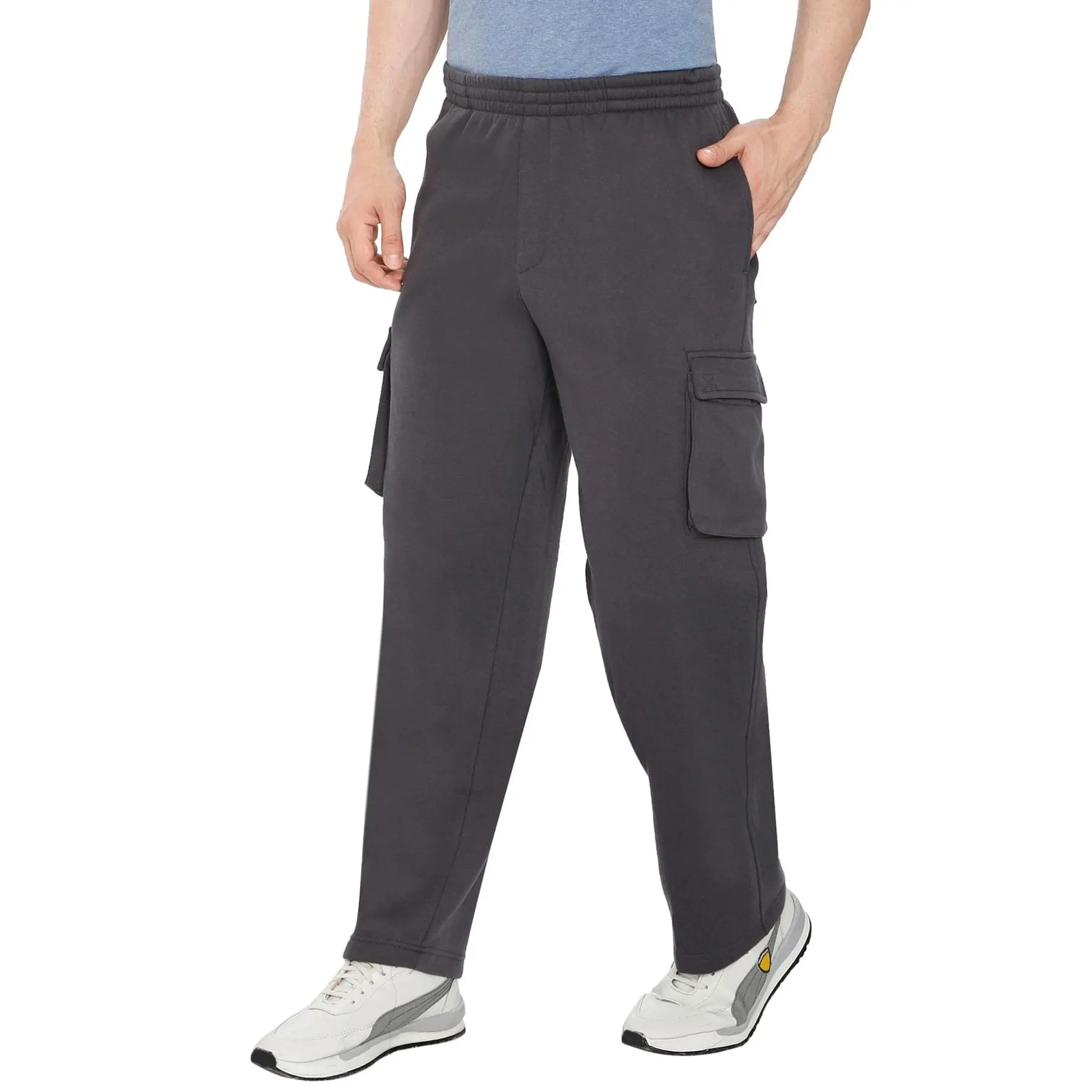 Men's Brushed Fleece Cargo Pants – Comfy Sweatpants with inner drawstrings