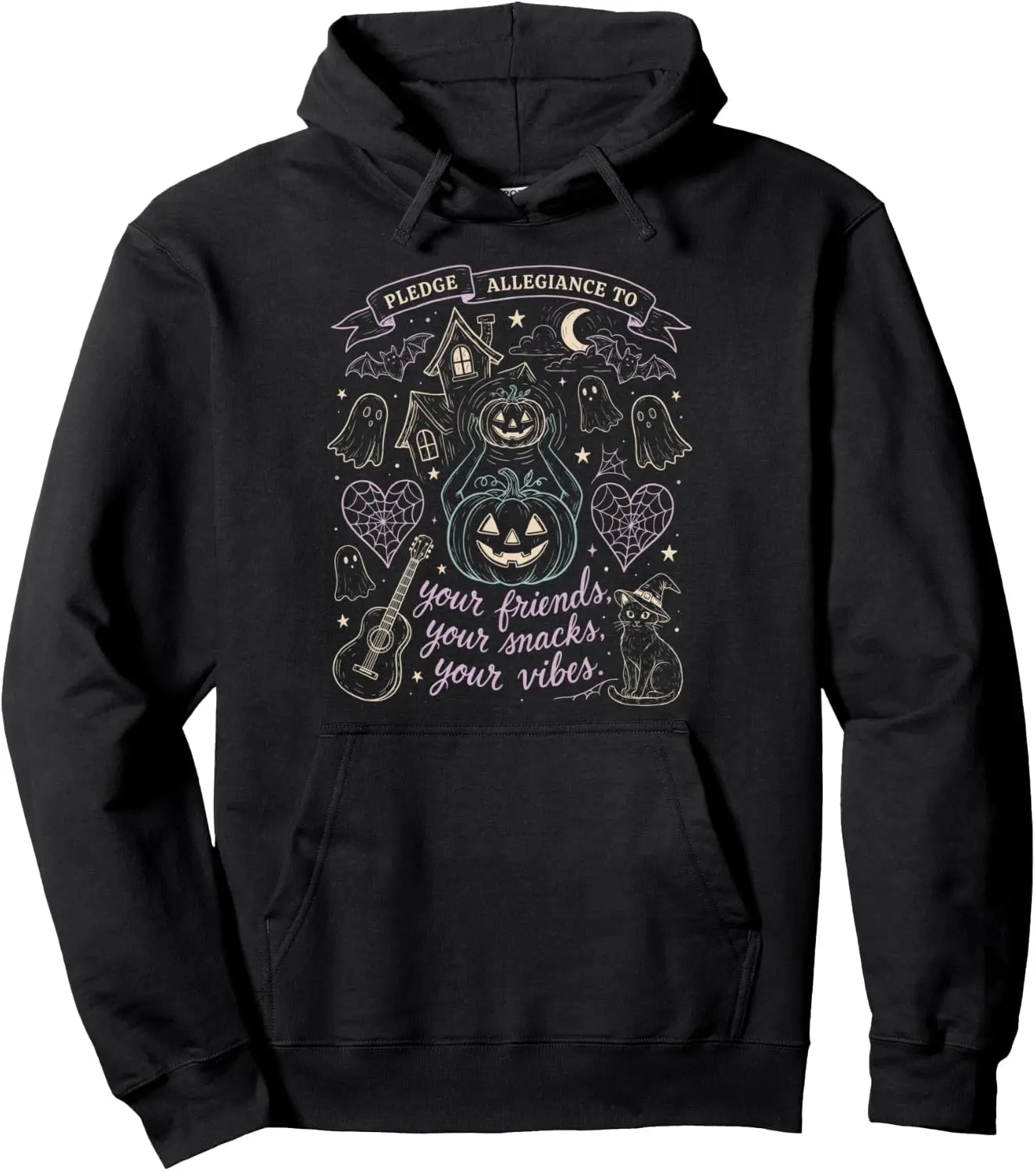 Men's Pledge Allegiance To Your Friends, Snacks, Vibes Pullover Hoodie