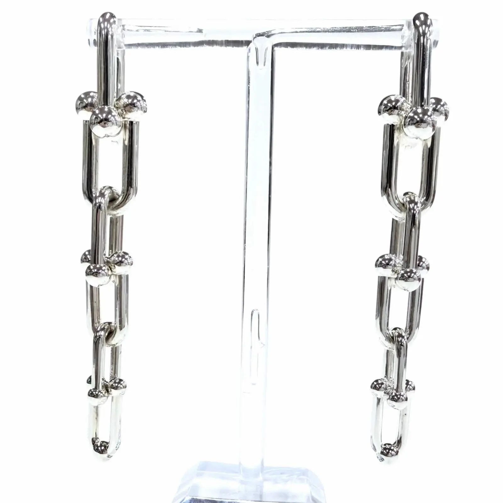 Pre-owned Tiffany & Co. Sterling Silver 925 (Ag925) Small Leather Goods Tiffany&Co. 925 Silver Chain Earrings