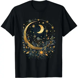 mystic sun and moon woman mystical flowers aesthetic T-Shirt Graphic tees