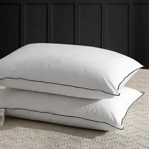 Medium Firm Feathers Down Pillow Queen Size Set of 2, Luxury Feathers Pillow for Sleeping, 100% Organic Cotton Cover Hotel Bed Pillow for Side Sleeper (White, 20"x30")