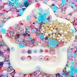 Flower Lagoon - Soft Resin Nail Art Charms with Beads – Drillable Floral Resin Decorations for Press-On Nails, Jewelry & DIY Crafts