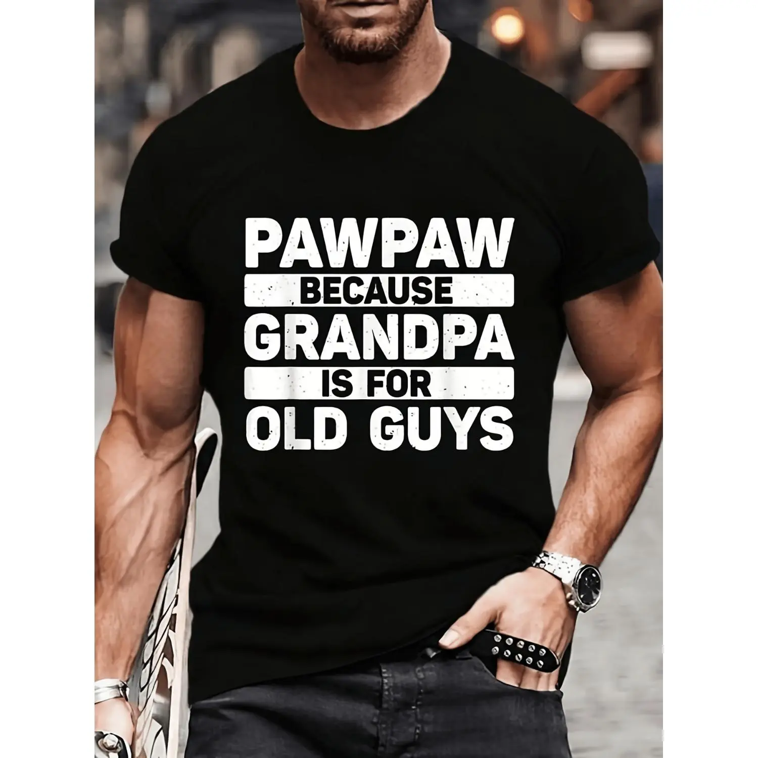 Grandfather Pawpaw Design Cotton T-shirt For Grandpa'S Day Graphic Tee For Men And Women Casual Crew Neck Short Sleeve Breathable Sweat Wicking Soft Perfect For Daily Wear