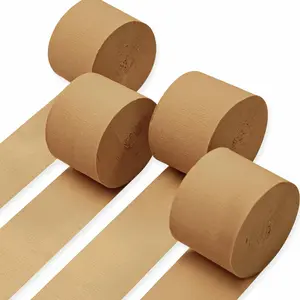 PartyWoo Light Brown Crepe Paper Streamers 4pcs 328ft Pack of Nude Boho Neutral Crepe Paper Streamers for Birthday Baby Shower Wedding Graduation Anniversary Woodland Jungle Theme Party Decorations
