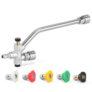 JERUIFOX Pressure Washer Dual Connector Accessory for Foam Soap Cannon, Power Washer Wand for Foam Cannon with 5 Pressure Washer Nozzle Tips Pressure Washer Accessories with 1/4" Quick Connect for Car Wash 5000PSI