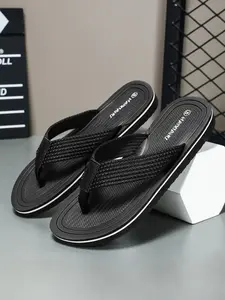 Men's Trendy Blue Woven Strap Flip Flops, Anti-Slip Geometric Pattern Thick Sole Sandals, Summer Breathable Wear-Resistant Beach Slippers