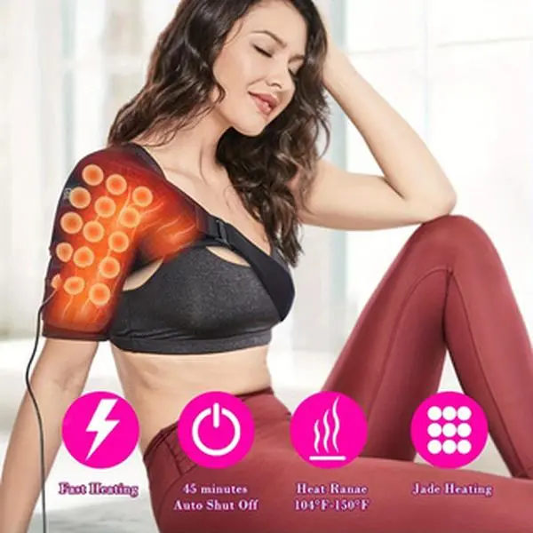 USB Heated Shoulder Wrap with Vibrating Massager - Adjustable Temperature Heating Pad for Unisex Shoulder Relief & Relaxation