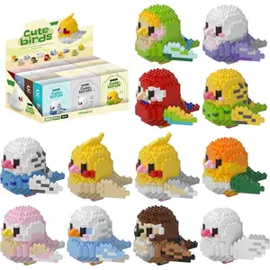 12 Pcs Parrot Micro Building Bricks Set| Educational Animal Toys & Kids Party Favors Gift Box(12box)