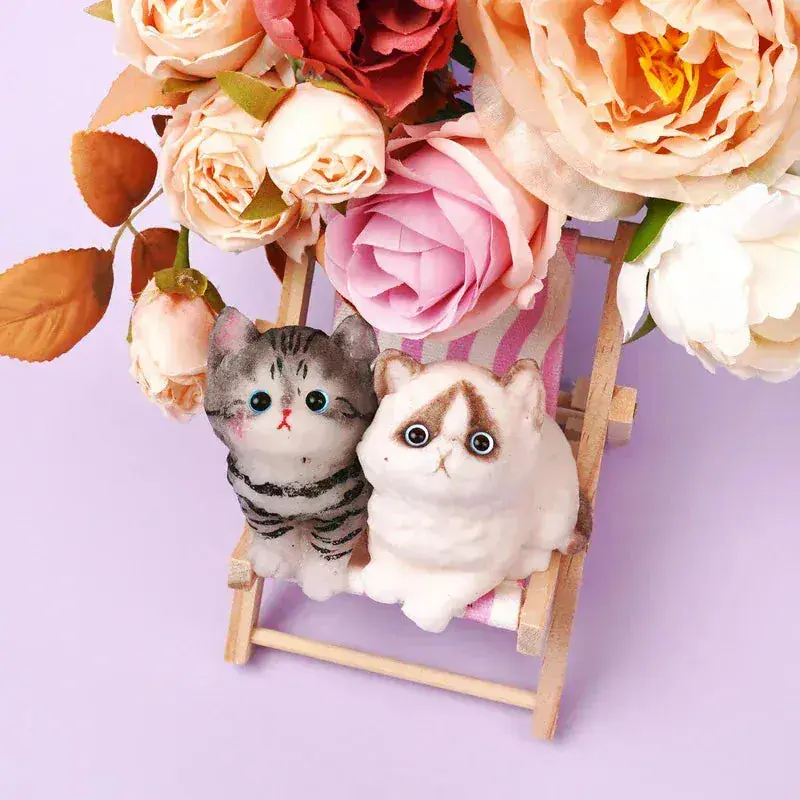 Pawtoto Handmade Flocked Cat Squishy Toy Food Grade Silicon Creamy Clay Feel Soft Quick Rebound