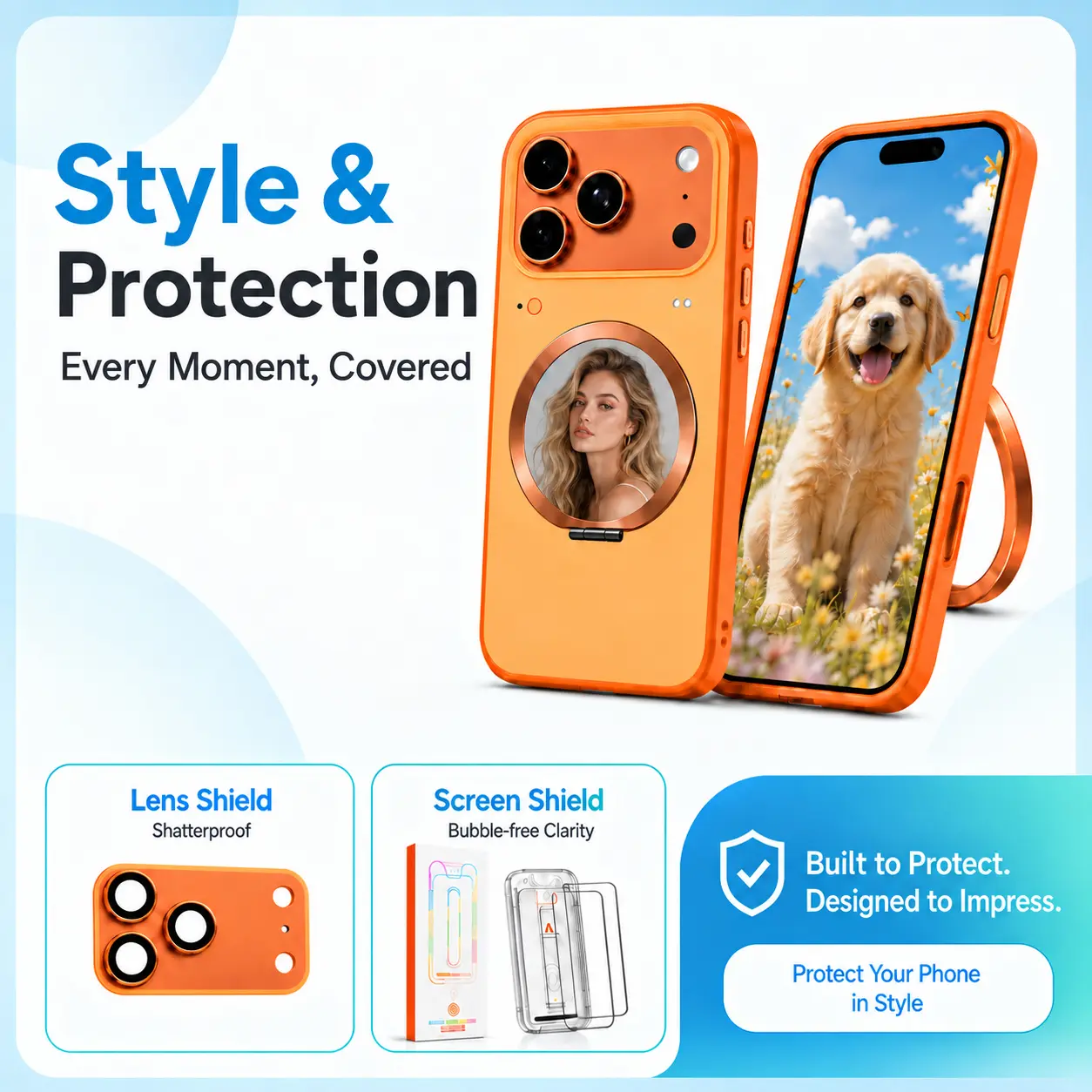 Smart Touch Display Phone Case for iPhone 17/18 Pro & Pro Max, Bluetooth APP Control, Rear HD Touch Screen, MagSafe Compatible, Call Message Reminder,Mini Games & DIY Display, Waterproof & Shockproof Scratch Resistant Cover