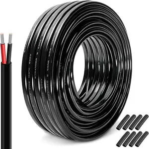 20 Gauge 2 Conductor Oxygen-Free Tinned Copper Electrical Wire, Flexible 31m Stranded Tinned Copper Cable with Flat PVC Sheet, Low Voltage Cable for Automotive Wiring, Lamp Cord, Marine Cable
