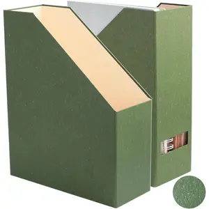 Magazine Holder File Holder and Desk Organizer Paperboard Book Organizer Storage Box for Documents Magazine Rack for Classroom Home Office Leaf Green 2-Pack