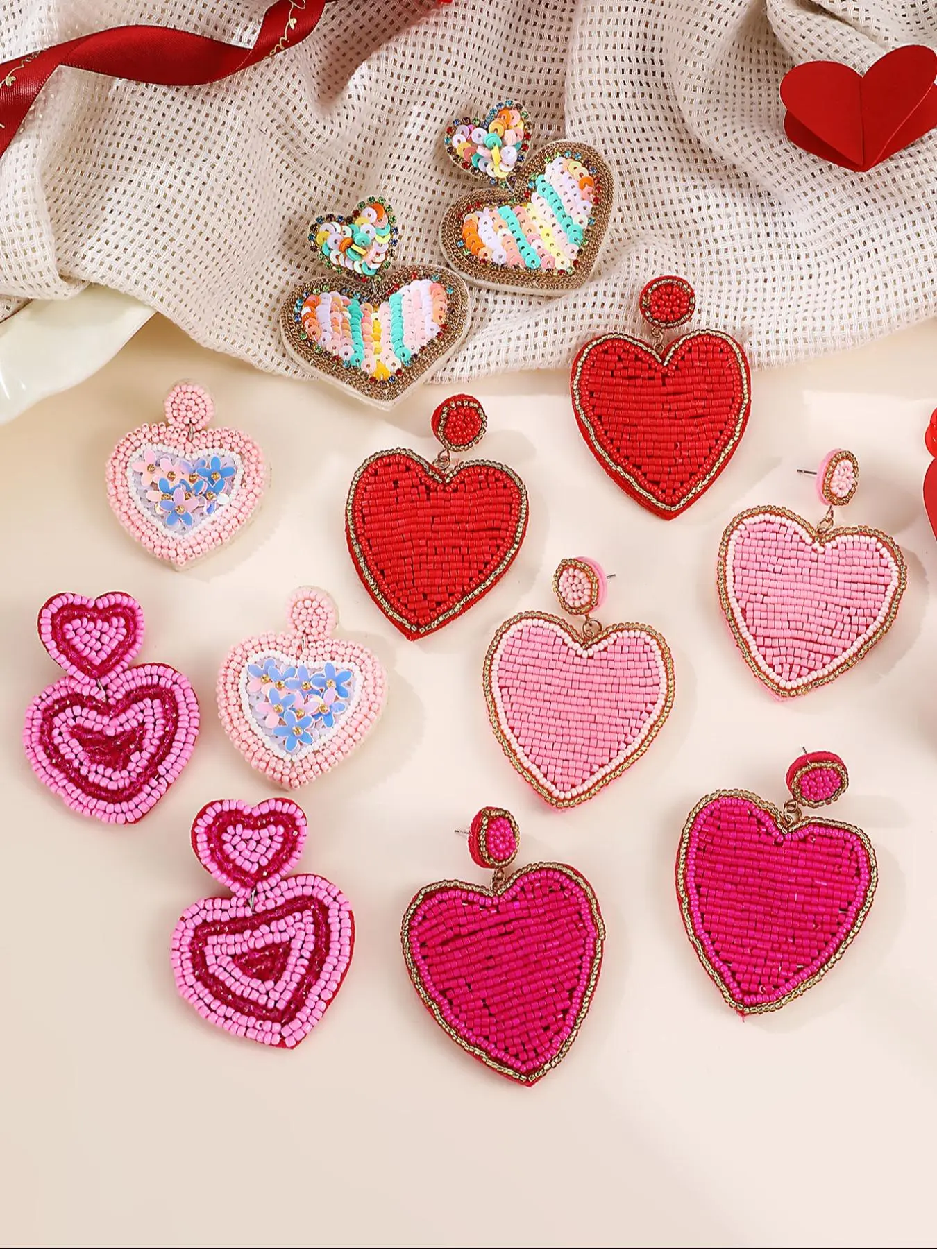 Heart Shaped Sequin Decor Dangle Earrings, Fashionable Jewelry for Women & Girls, Trendy All-match & Exquisite Jewelry for Birthday Gift