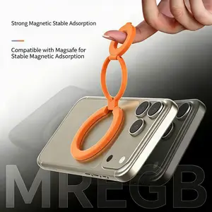 MREGB Double-Sided Magnetic Phone Ring Holder - Dual-Axis 3-Fold MagSafe Stand, Foldable Finger Grip for iPhone, Compatible with MagSafe Cases & Car Mounts, Strong Magnet, 360° Rotation, Wireless Charging Friendly, Non-Slip, Kickstand