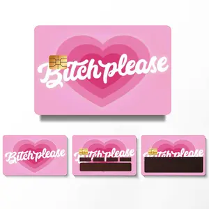 Pink Heart Small Chip Credit Card Stickers Slim Waterproof Anti-Wrinkling Removable Vinyl Decals Debit Card Skin Cover