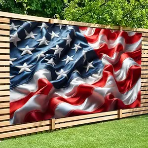 Vibrant American Flag Waving Polyester Backdrop Banner, 8x6ft Patriotic Decor for Indoors Outdoors, Durable Versatile Studio Prop