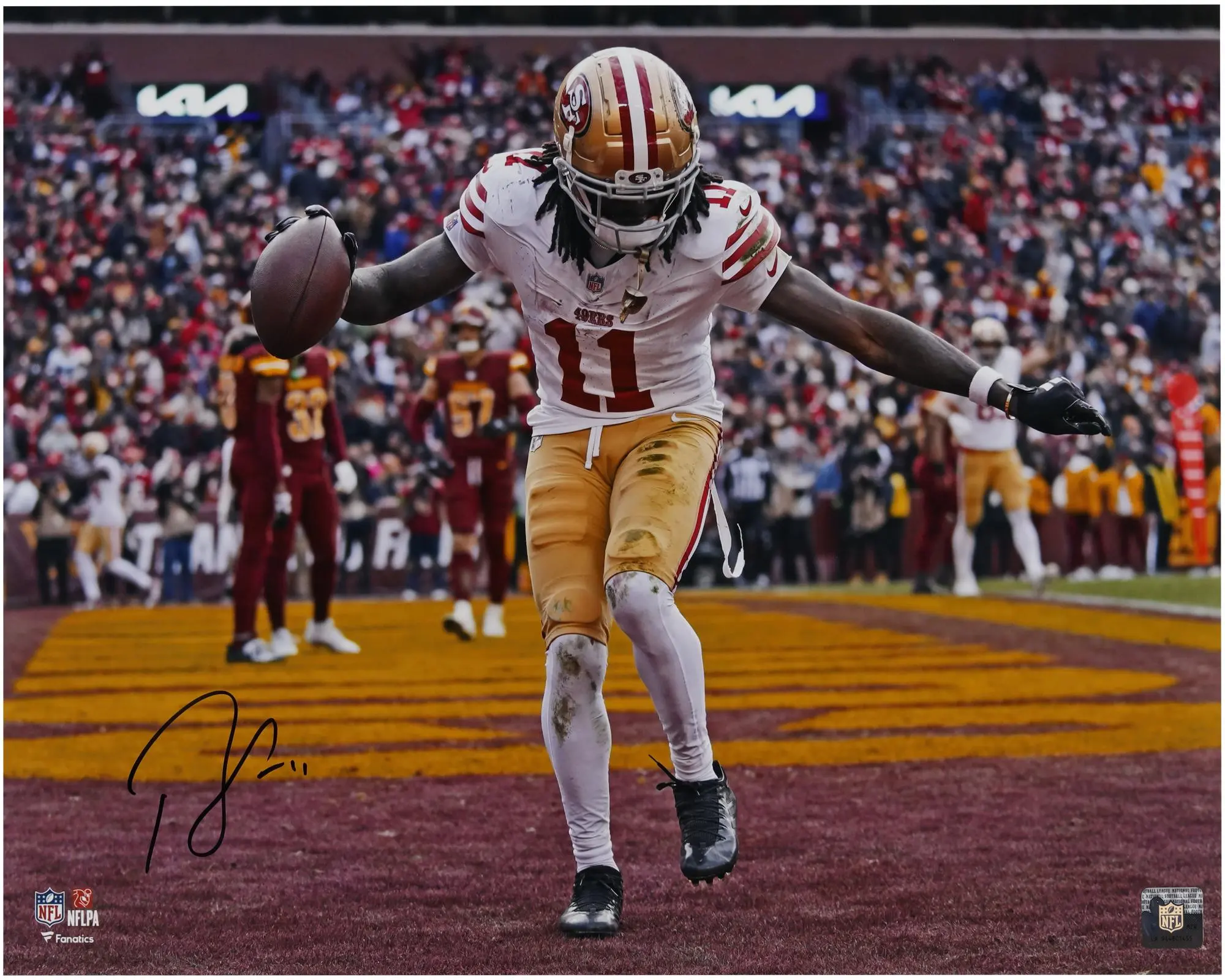 Brandon Aiyuk San Francisco 49ers Autographed 16" x 20" Touchdown Celebration Photograph - Fanatics Authentic Certified