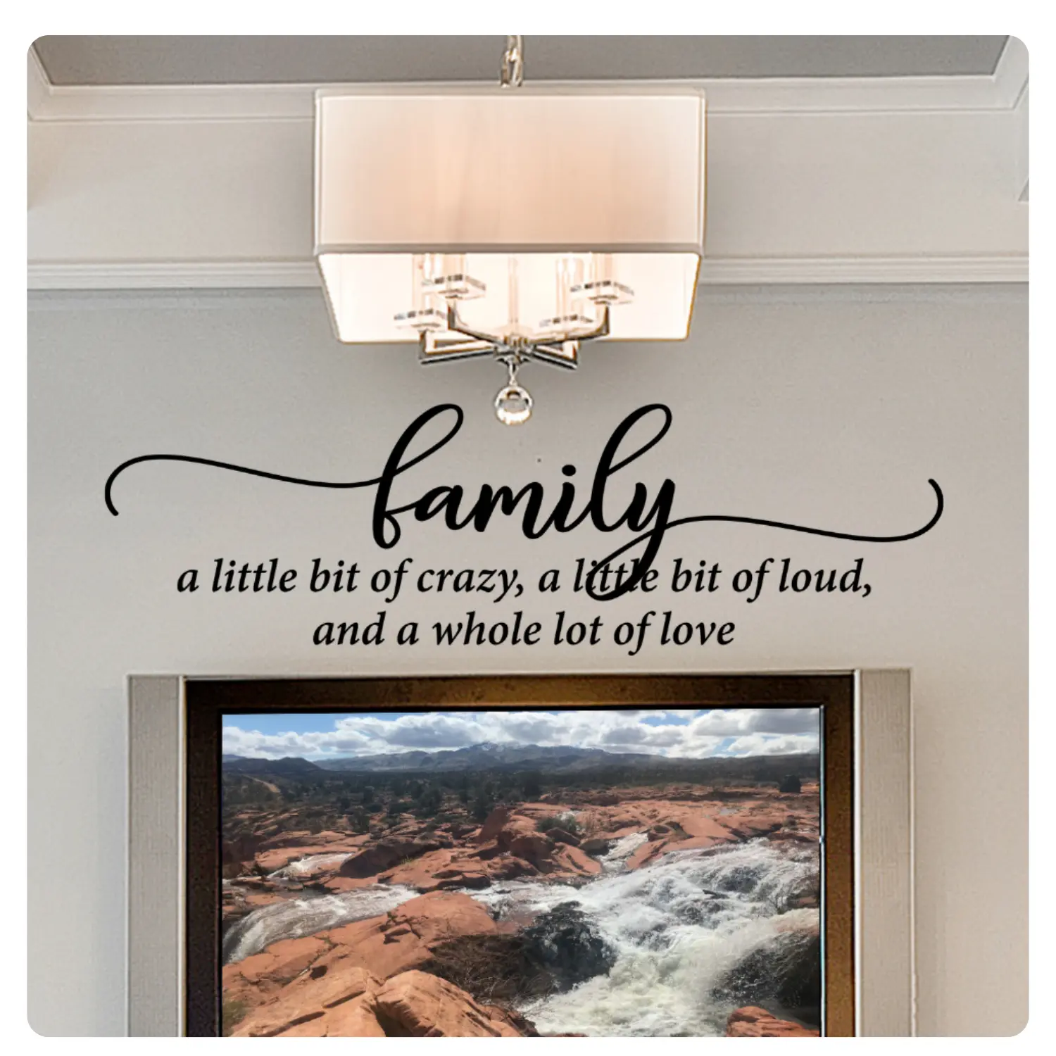 Family a Little Bit of Crazy Wall Decal - Inspirational Sticker Quote, Love Vinyl Art Decor Sign for Home Living Room, Dining Room, Entryway - Removable