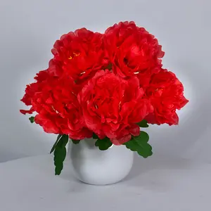 USB-Powered Peony Flower Pot Lamp — Realistic Faux Potted Plant Table Lamp & Ornament for Living Room Decor — Bedroom Ambient Night Light