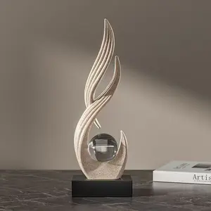 Luxury Abstract Art Sculpture, Modern Home & Office Decor, Wind Water Rise Phoenix Flame Design, High-End Decoration
