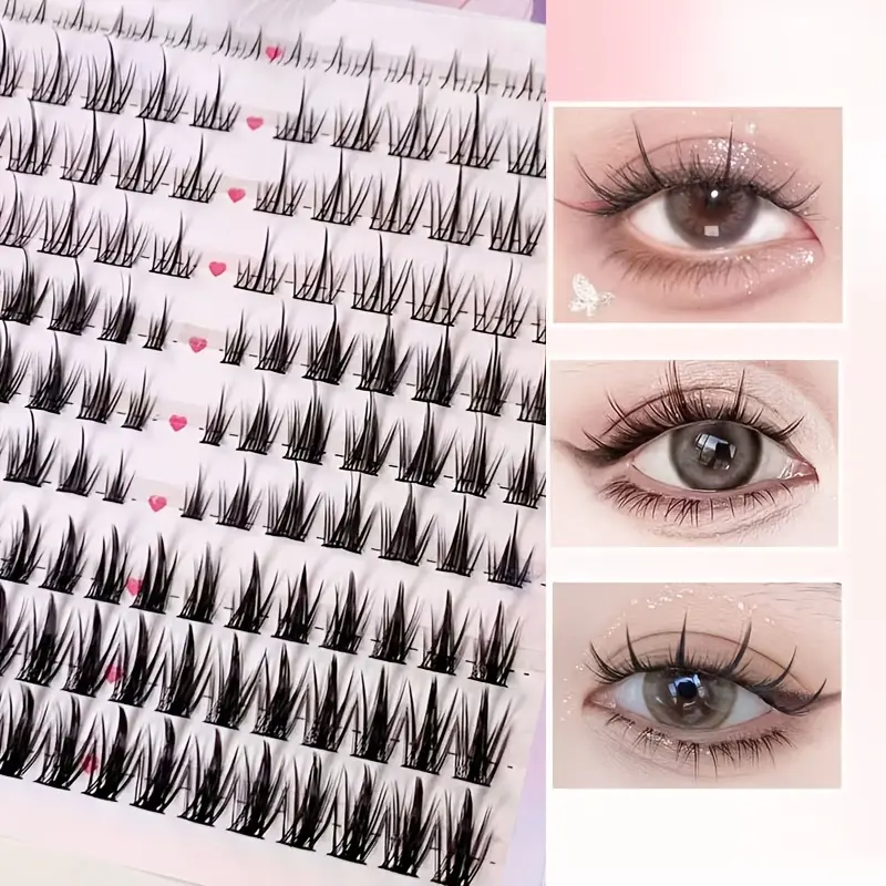 138PCS, Natural Clustered Cross Doll Style False Eyelashes, Fluffy Eyelash Clusters, DIY Lash Clusters, Soft & Comfortable with No Burden, Three Styles to Choose From, Eyelash Book, Korean & Japanese Eyelashes, Halloween & Christmas Gifts