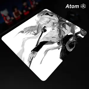 ATOM Mouse Pad  Anime Character Tempered Glass Mouse Pad, Laser Engraved Photovoltaic Glass, Super Slip Surface, Non-slip Honeycomb Base FPS Gaming Mouse Pad