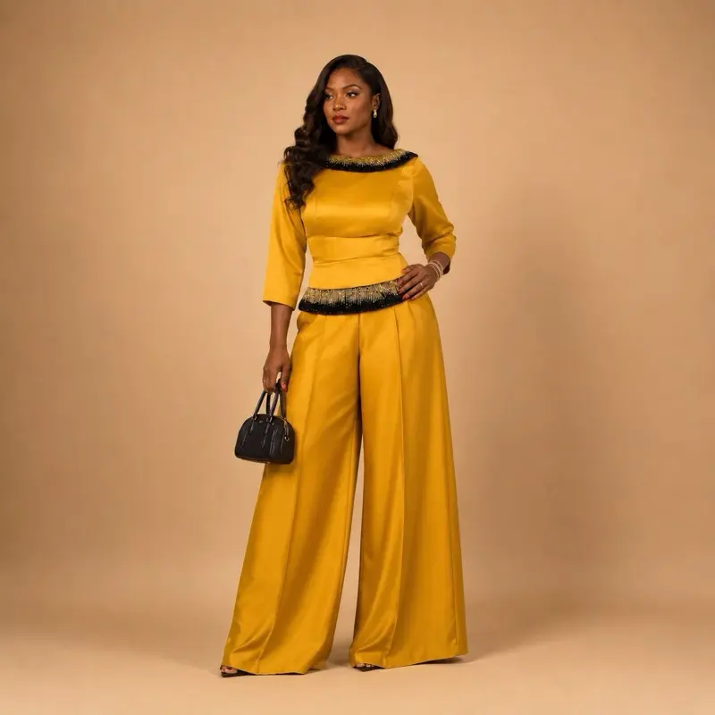 Aurelia Regal Pant Set – Embellished Wide-Leg Occasion Two-Piece