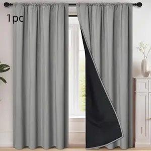 100% Blackout Curtains Easy Install, Bedroom Balcony Home Use Thin Curtain, Effective Heat Insulation Noise Reduction, 1 Piece, Blackout Window Cover