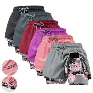 Women’s casual athletic shorts with built-in lining, featuring a drawstring design and an elastic waistband; suitable for outdoor sports, fitness, running, and everyday casual wear. Women’s shorts, athletic shorts, women’s outdoor casual apparel.