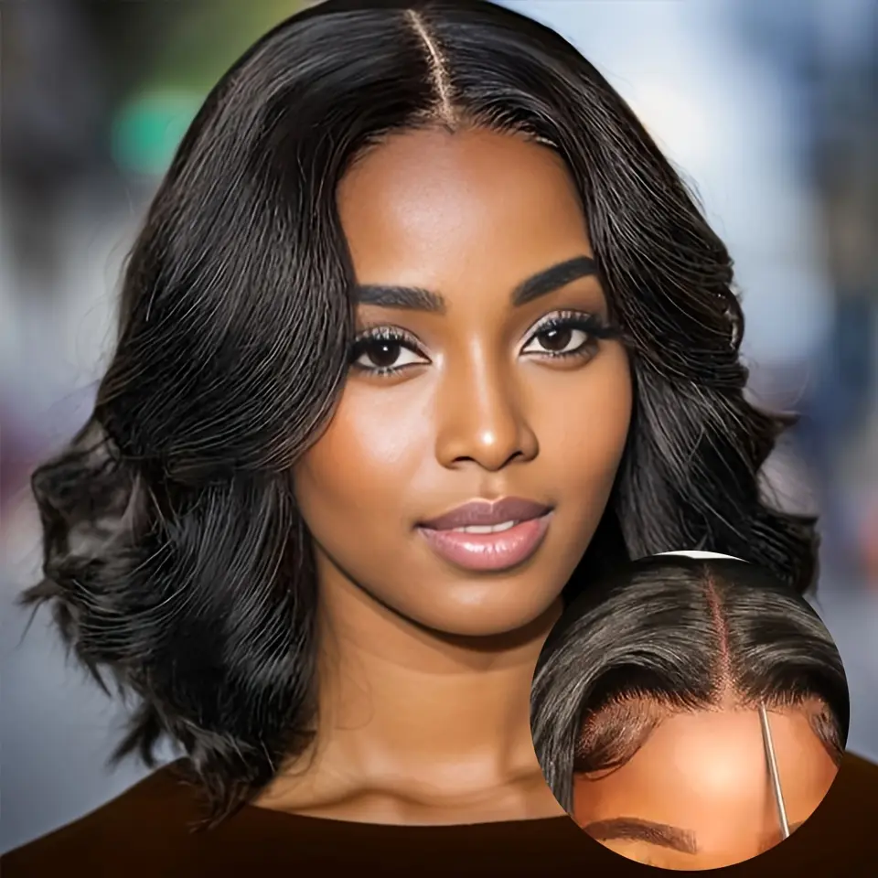 Arabella Hair Glueless Pre-everything Wavy Bob Wig 14 Inch 100% Unprocessed Virgin Human Hair Natural Black