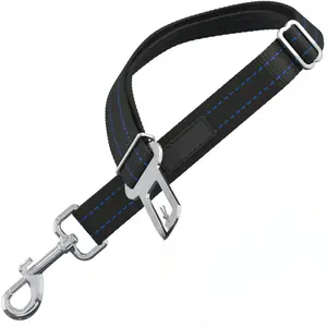 Blue Car Seat Belt for Dogs, Attaches to Harness & Collar, Adjustable 18" - 24" Travel Restraint System Fits Small - Large Pups for Safety & Comfort, Essential Pet Supplies & Accessories