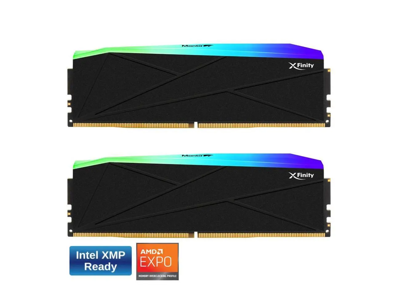 V-COLOR Manta XFinity RGB DDR5 32GB (16GBx2) 6000MHz XMP 3.0 & AMD EXPO CL30 1.35V RGB Gaming Desktop Upgrade RAM U-DIMM Memory Module SK Hynix IC - BLACK (TMXFL1660830KWK)