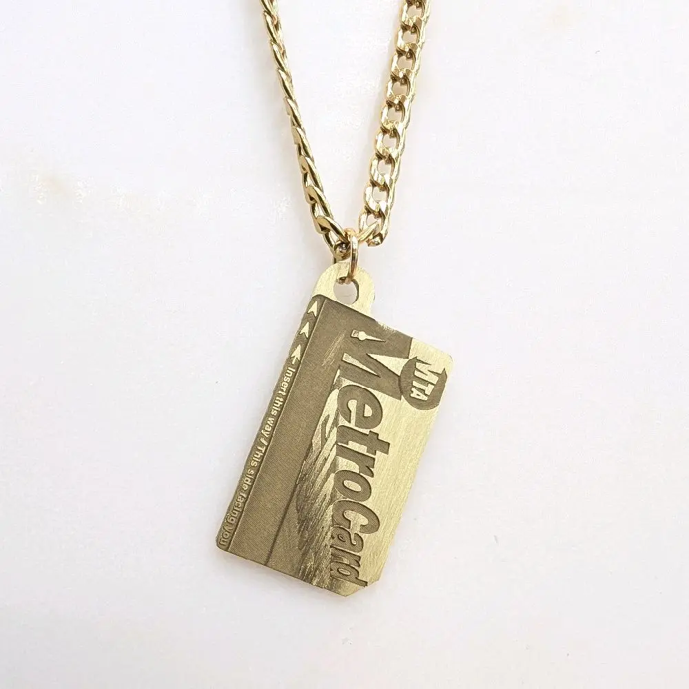 NYC MetroCard Necklace - Brass Pendant & Chain - Handmade in NY NYC MetroCard Necklace - Brass Pendant & Chain - Handmade in NY