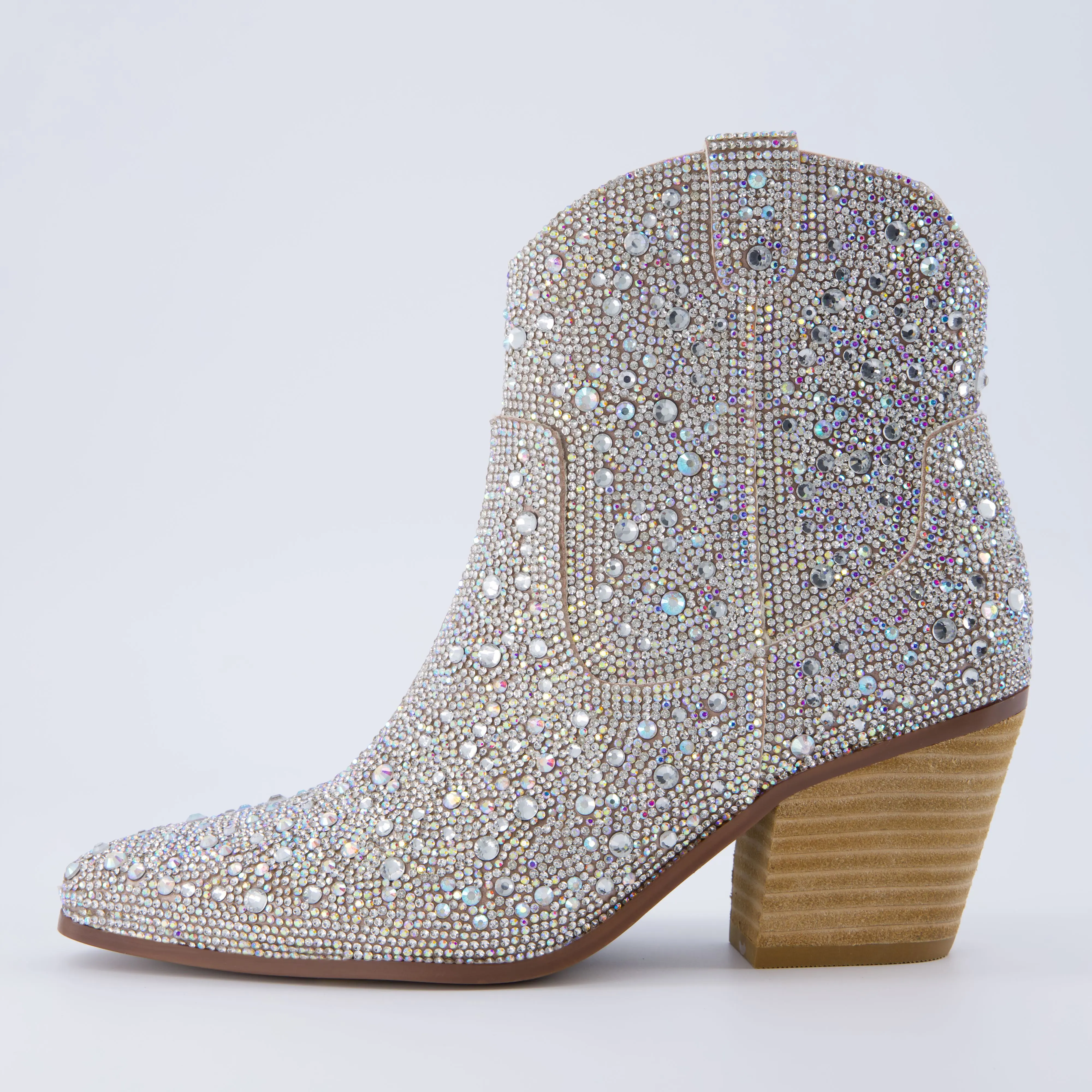 Cushionaire Bravo Sparkly Rhinestone Western Cowboy Ankle Boots For Women | Glitter Cowboy Boots With Classic Western Design | Stylish Ankle Boots With Wide Widths Available